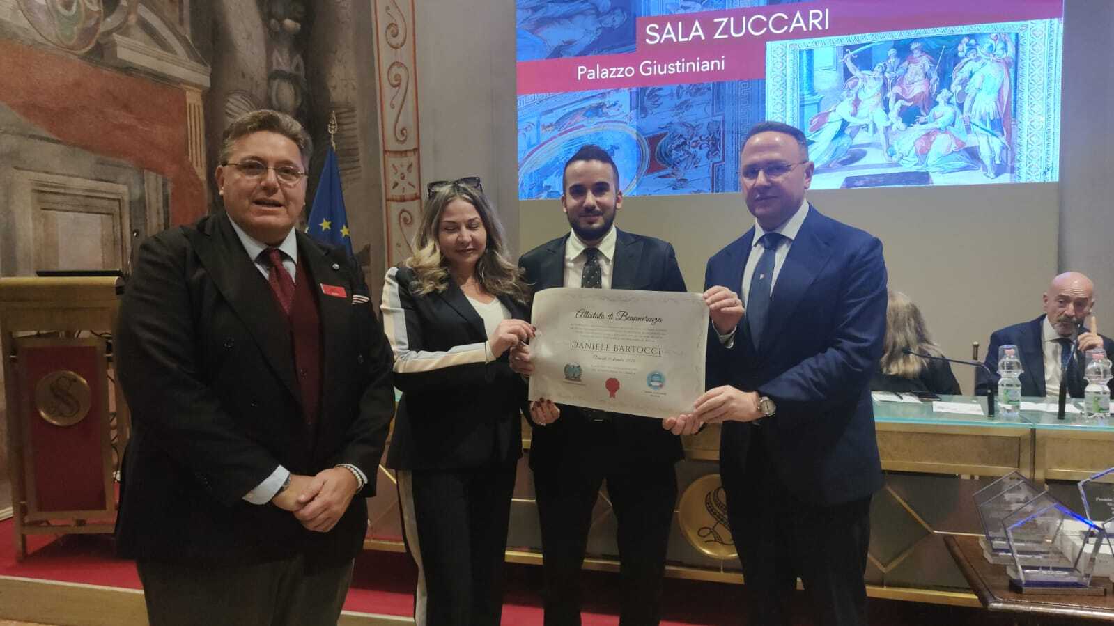 Il giovane marchigiano Bartocci premiato in Senato